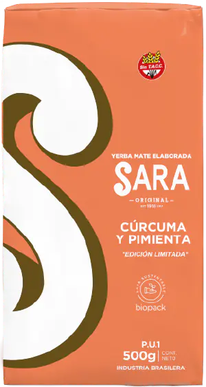 Yerba Sara con cúrcuma y pimienta paquete naranja